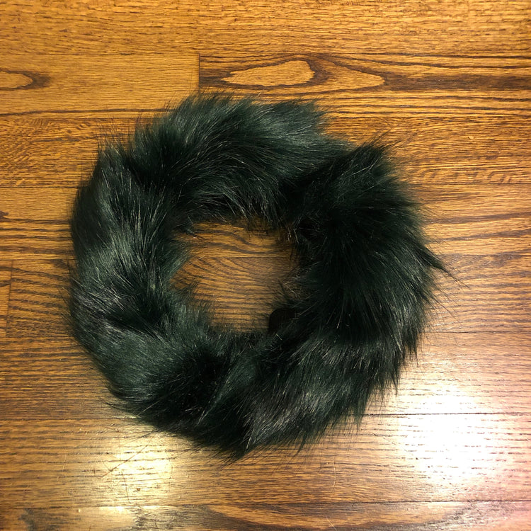 DARK GREEN FUR HEADBAND