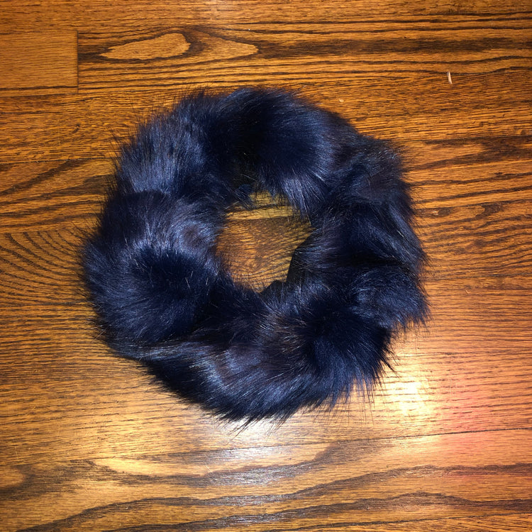 DARK NAVY BLUE FUR HEADBAND