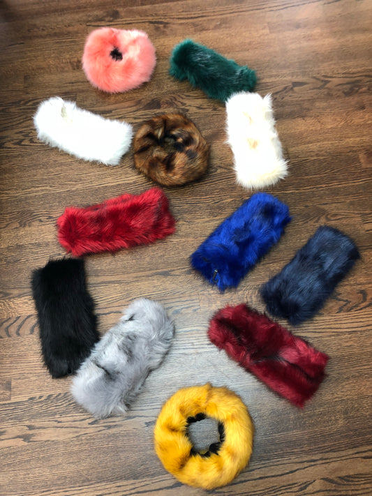 WHITE FUR HEADBAND